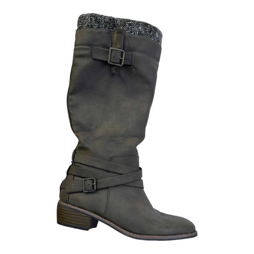 Shoe Dazzle Akasha knee high women’s zip boots grey size 6